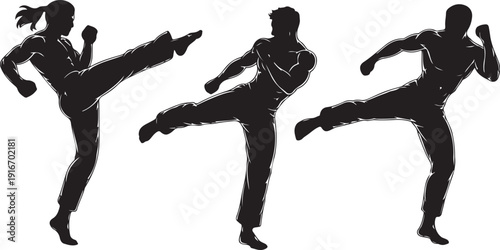 Thai boxing . Self-defense art on white background . martial arts body-vector. silhouette of a person
