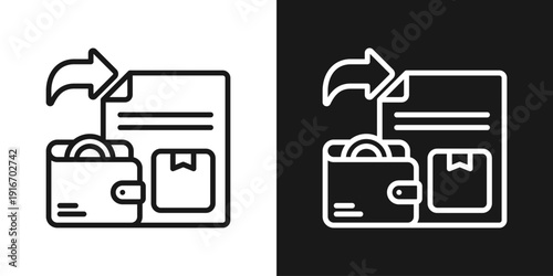 Money Transfer Icon In Black And White Line Style