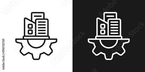 Investment Building Icon In Black And White Line Style