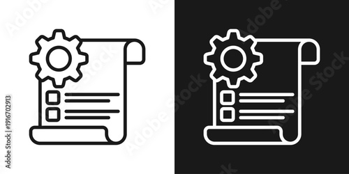 Finance Document Icon In Black And White Line Style