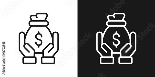 Savings Care Icon In Black And White Line Style