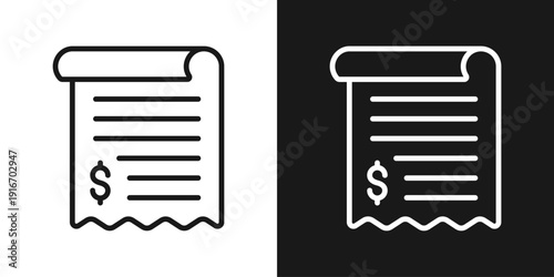Payment Receipt Icon In Black And White Line Style