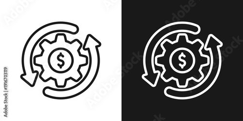 Finance Cycle Icon In Black And White Line Style