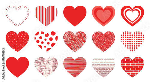 set of red hearts love valentine
