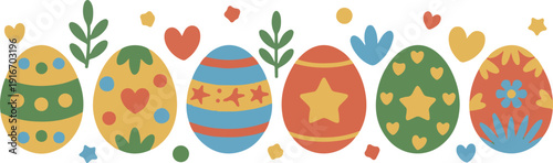 Vector Easter pattern with Easter egg drawings