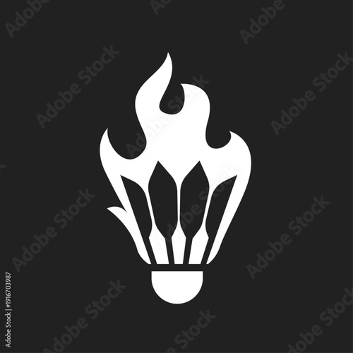 Fiery Badminton Shuttlecock Sport Logo