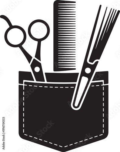 Vector logo for hair salon with scissors and comb
