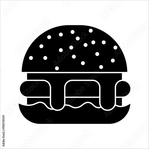 Solid Hamburger Icon, minimal burger silhouette vector for web, computer and mobile app