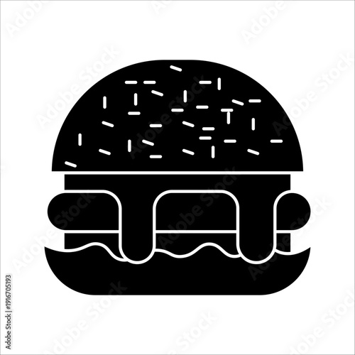 Solid Hamburger Icon, minimal burger silhouette vector for web, computer and mobile app