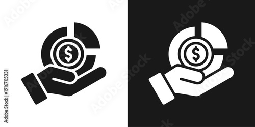 Money Care Icon In Black And White Glyph Style