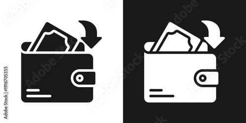 Wallet Transfer Icon In Black And White Glyph Style