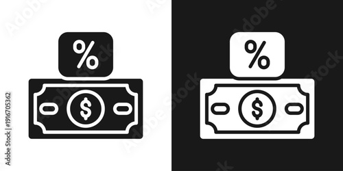 Cash Discount Icon In Black And White Glyph Style