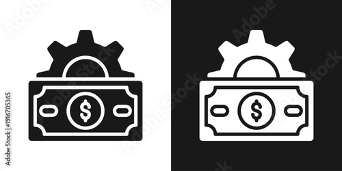 Cash Register Icon In Black And White Glyph Style