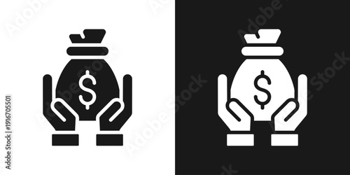 Savings Care Icon In Black And White Glyph Style