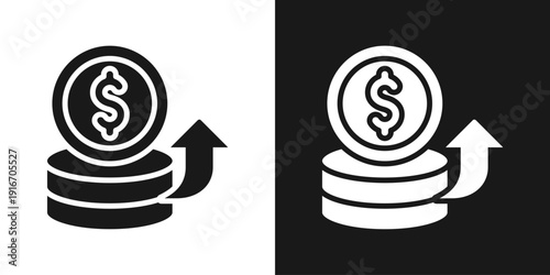 Profit Growth Icon In Black And White Glyph Style
