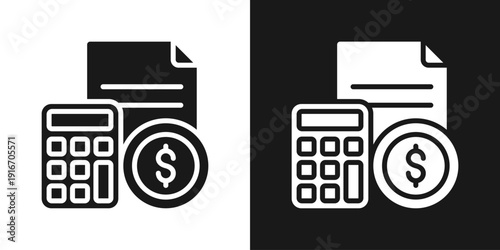 Finance Calculator Icon In Black And White Glyph Style