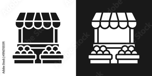 Market Store Icon In Black And White Glyph Style