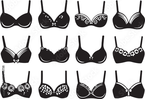 Vector Set of Bra and Bustier Silhouettes