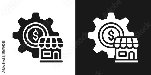 Store Finance Icon In Black And White Glyph Style
