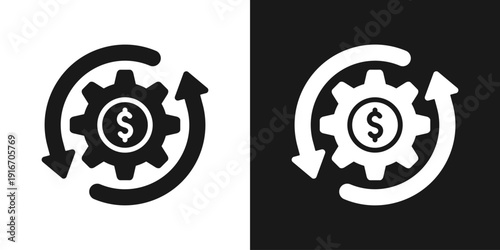 Finance Cycle Icon In Black And White Glyph Style