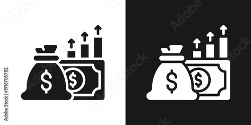 Wealth Growth Icon In Black And White Glyph Style