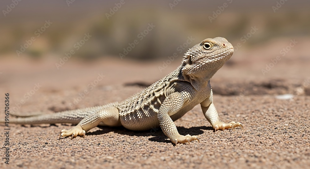 Obraz premium Spiny tailed lizard on rocky terrain