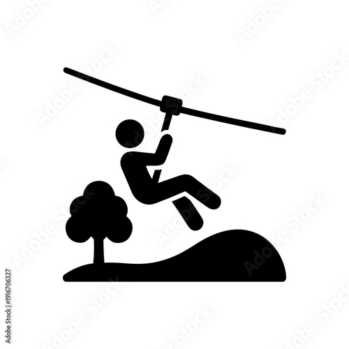 Outdoor Zipline Adventure Activity Icon