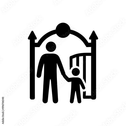 Parent And Child Entering Gate Icon