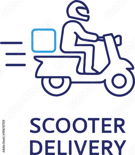 Courier on Scooter Fast Shipping Illustration