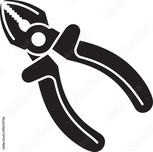 Wire cable cutter silhouette on white background. Cable cutter icon sign vector illustration design.