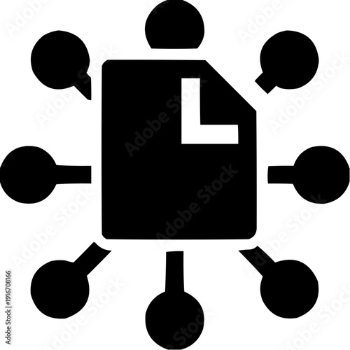 Icon of document sharing with multiple nodes