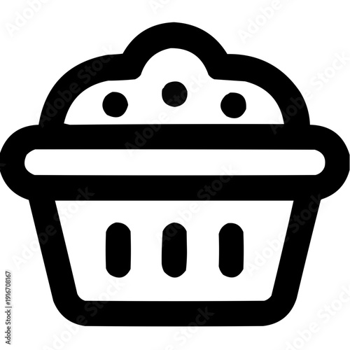Cupcake icon with simple lines on white background