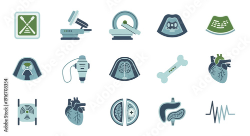 Medical Science Technology and Anatomy Icons Collection.
