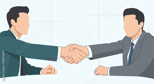 Two Businessmen Handshaking for Partnership and Agreement Vector Illustration