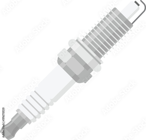 Flat Illustration of Spark Plug on Isolated White Background