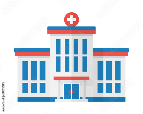 Modern Hospital Building with Medical Cross Symbol