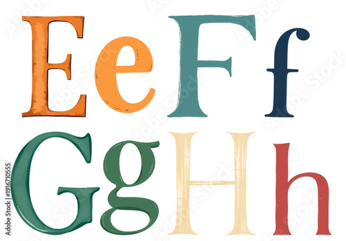 Colorful Alphabet Letters E F G H