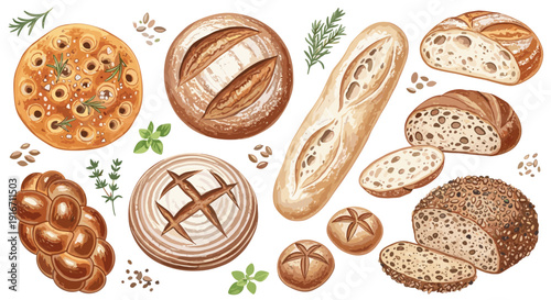 Assorted bread and baked goods