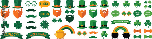 St. Patrick's Day design elements and photo booth props Cinco de Mayo set (sombreros, pinatas, a guitar, maracas and decoration)