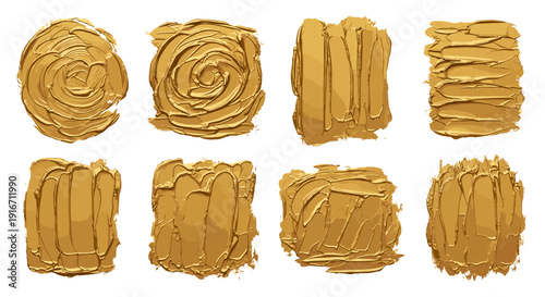 Collection of various textured clay sculptures in different shapes and sizes