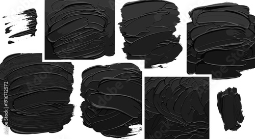 Collection of black paint strokes on for art design
