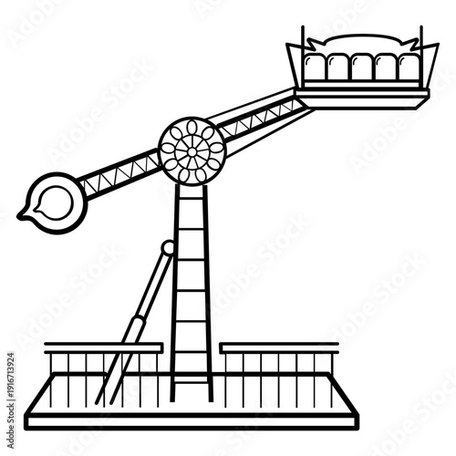 Ali Baba ride concept, magic carpet swinging pendulum 360 degree vector icon design