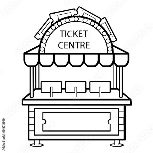 carnival ticket centre booth concept, amusement park entry kiosk vector icon design,