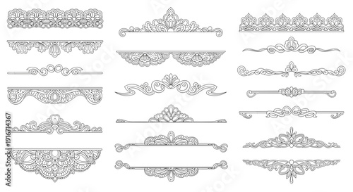 Set of ornate decorative borders and dividers for design projects