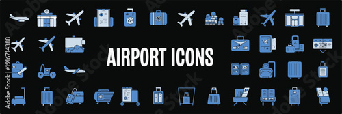 A set of airport icons