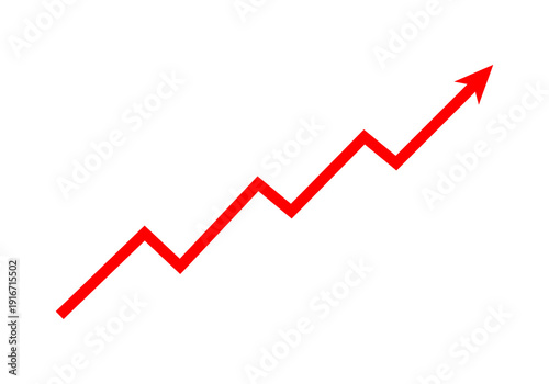 Fotografie PNG red graph line arrow rising up concept of stock market business growth, increasing financial profit, business grow up trend sign