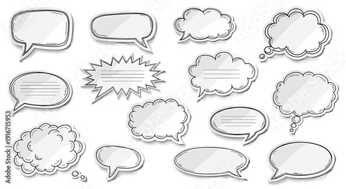 Collection of various speech bubbles and thought clouds illustrations