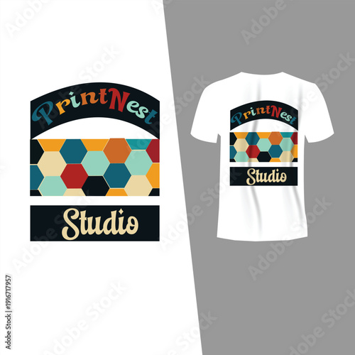 T-shirt design concept template for fashion clothing print illustration