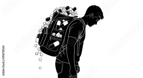 Man with scuba diving gear on his back walking forward in a serene underwater environment from a side viewpoint