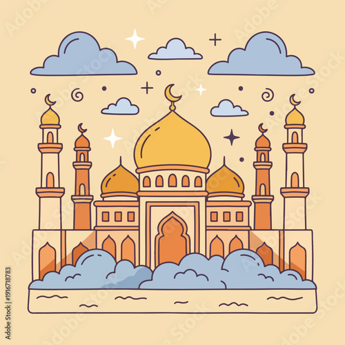 f Doodle Illustration for Islamic Ramadan Theme